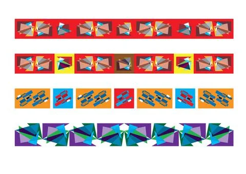 Frieze border patterns, Abstract colorful geometric ornate decor. Frieze b... Stock Photos
