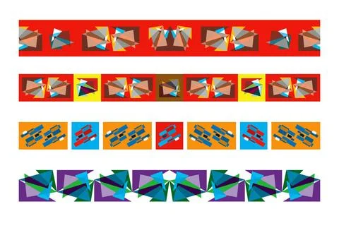 Frieze border patterns, Abstract colorful geometric ornate decor. Frieze b... Stock Photos