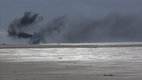 Frigate emissions Stock Footage 94511718