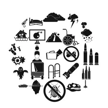 Fright icons set, simple style Stock Illustration