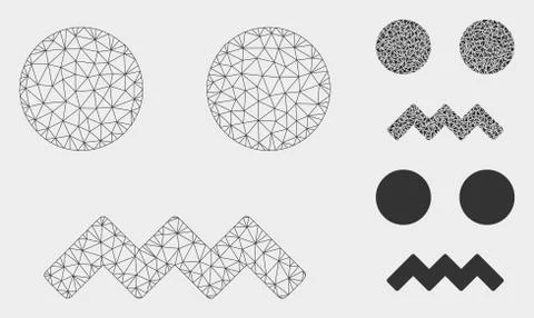 Fright Smiley Vector Mesh 2D Model and Triangle Mosaic Icon Stock Illustration