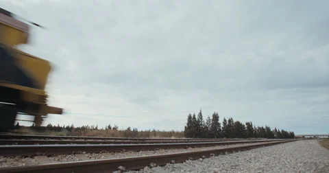 Fright train passing on tracks  Stock Footage 62262200