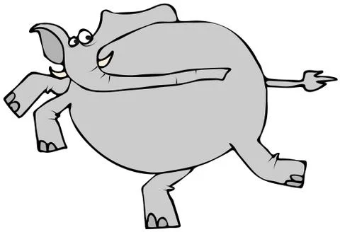 Frightened elephant running Stock Illustration