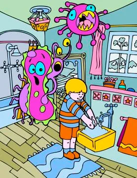 Frightened germs Stock Illustration