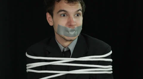 Frightened kidnapped man 库存影片 23556618