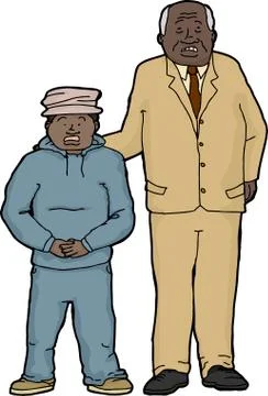 Frightened man and boy Stock Illustration