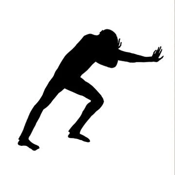 Frightened man defends himself with his hands Stock Illustration