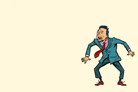 Frightened man, isolated on a neutral background Stock Illustration