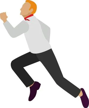 Frightened man running away vector icon isolated on white Stock Illustration