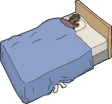 Frightened man trying to sleep Stock Illustration