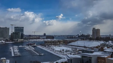 Frigid Afternoon Winter Clouds Over Baltimore Time Lapse Part Two Video stock 82933883