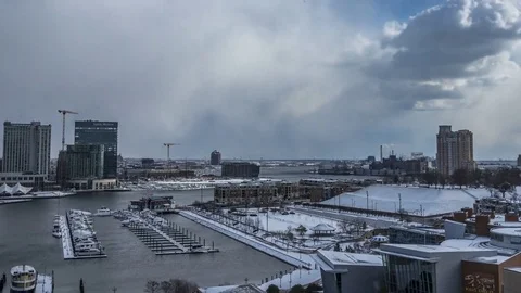 Frigid Afternoon Winter Clouds Over Baltimore Time Lapse Part One Video stock 82933934