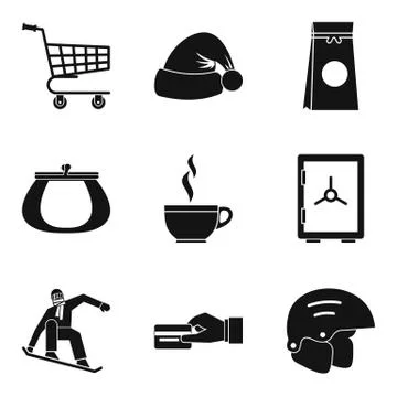 Frigid icons set, simple style Stock Illustration