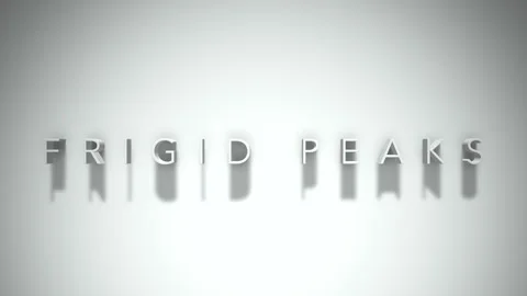 Frigid peaks 3D title animation white text on a white background Video stock 299368054