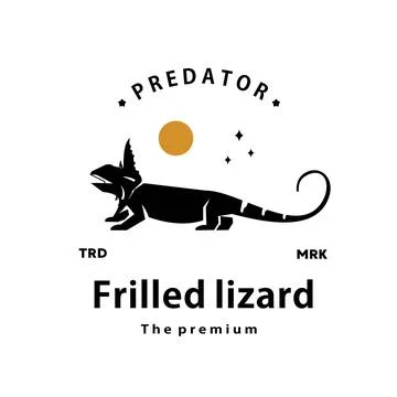 Frilled lizard logo vector outline silhouette art icon Stock Illustration