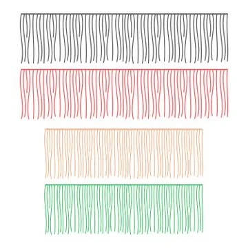 Fringe rows vector garments component. Brush border tassel, trim Stock Illustration