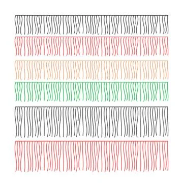 Fringe rows vector garments component. Brush border tassel, trim Stock Illustration