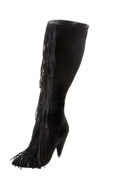 Fringed leather stiletto boot Stock Photos