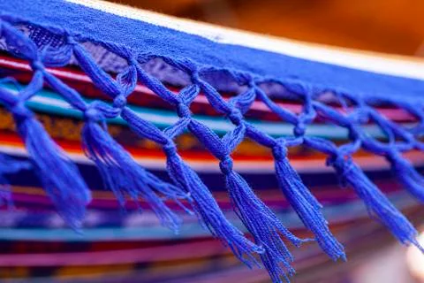 Fringes of blue fabric 스톡 사진