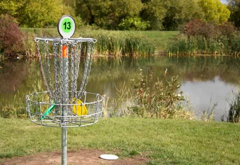 Frisbee golf target Stock Photos