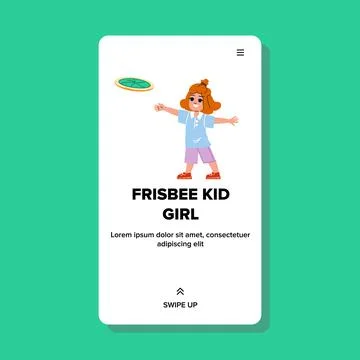 Frisbee kid girl vector Stock Illustration
