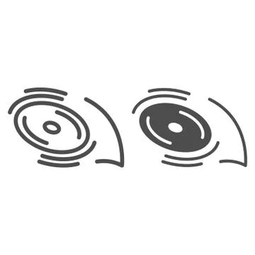 Frisbee line and solid icon, summer sport concept, flying plastic disk sign on Stock Illustration