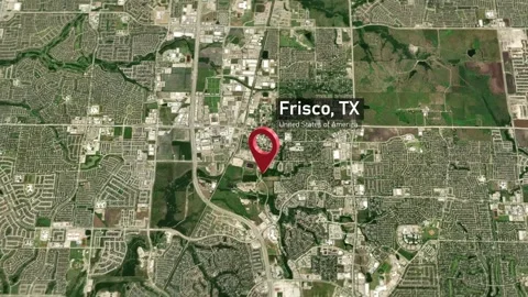 Frisco City Map Zoom (TX, USA) from Space to Earth Video stock 295696235