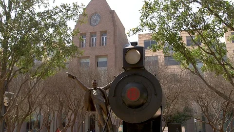 Frisco Texas Train Statue Wide Stock Footage 117202473