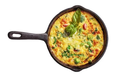 Frittata with broccoli isolated 写真素材