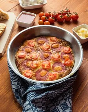 Frittata in pan Stock Photos