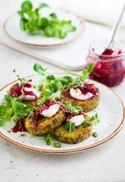 Fritters with quinoa Stock Photos