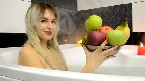 Friuts plate in bath Stock Footage 101554193