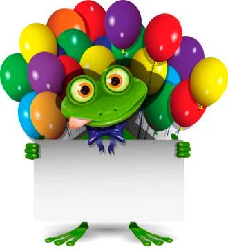 Frog and Balloons Stock Illustration