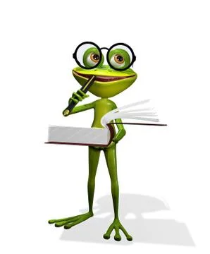 Frog and books Stock Illustration