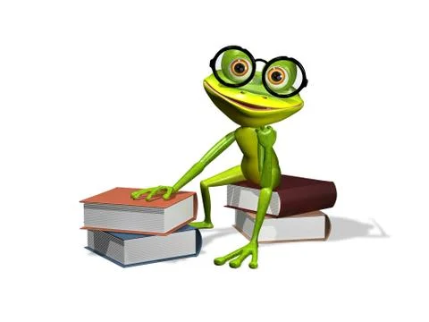 Frog and books Stock Illustration