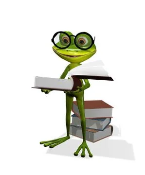 Frog and books Stock Illustration