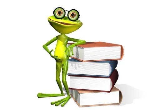 Frog and books Stock Illustration