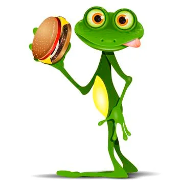 Frog and Cheeseburger Stock Illustration