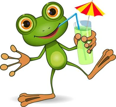 Frog and cocktail Stock Illustration
