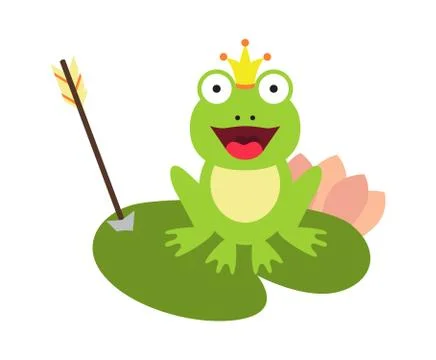 Frog and Crown with Arrow Vector Illustration Illustrazione stock