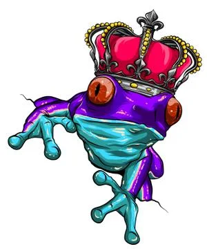 Frog and crown represent frog prince vector Stock Illustration