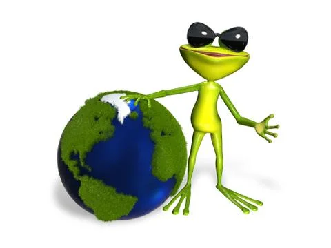 Frog and globe Stock Illustration