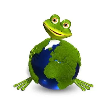 Frog and globe Stock Illustration