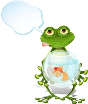 Frog and a goldfish Stock Illustration