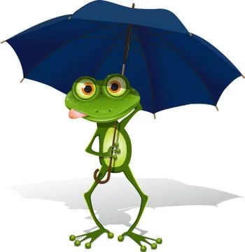 Frog and umbrella Stock Illustration