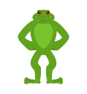 Frog angry. Toad evil emotions avatar. Anuran aggressive. Vector illustration Stockillustratie