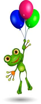 Frog on Balloons Stock Illustration