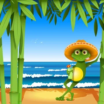 Frog on the beach Stock Illustration