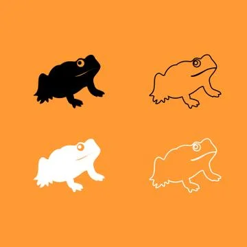 Frog black and white set icon . Stock Illustration
