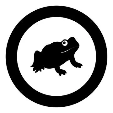 Frog black icon in circle vector illustration Stock Illustration